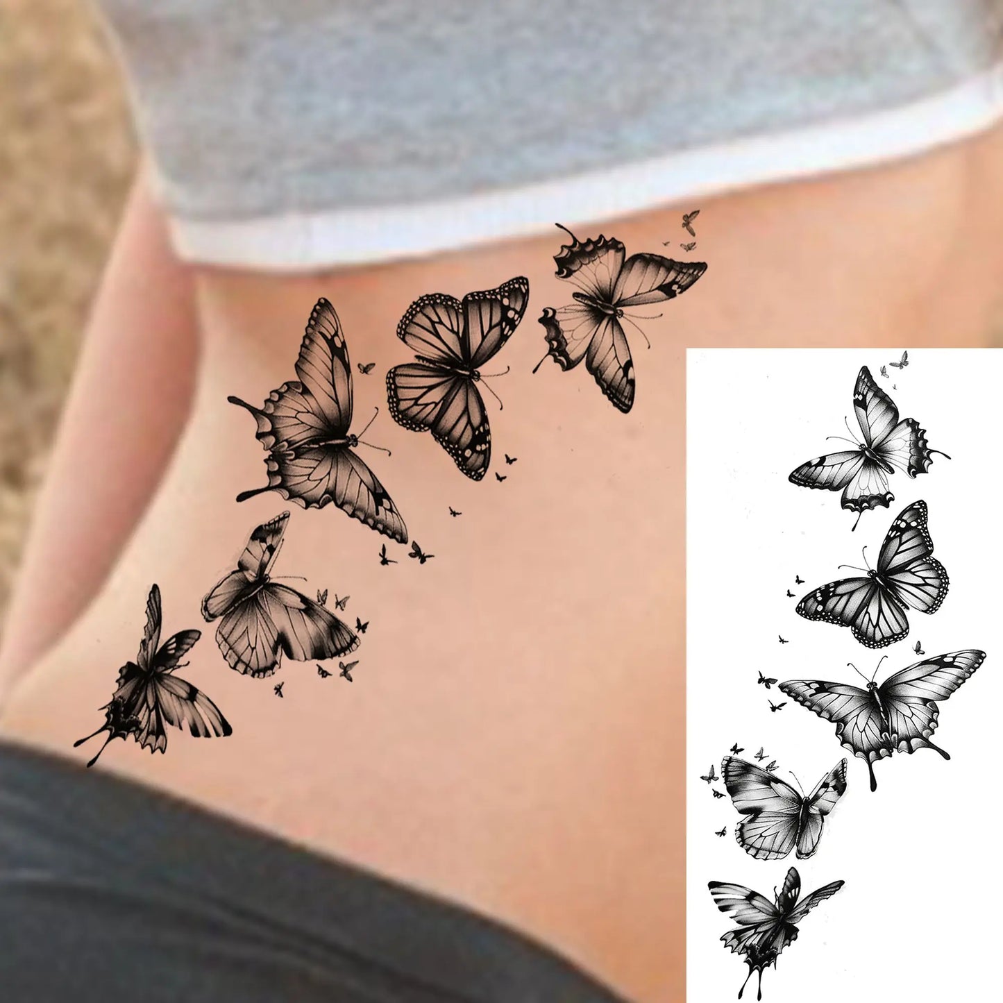 Tatouage Temporaire Papillons & Fleurs – Planche Waterproof