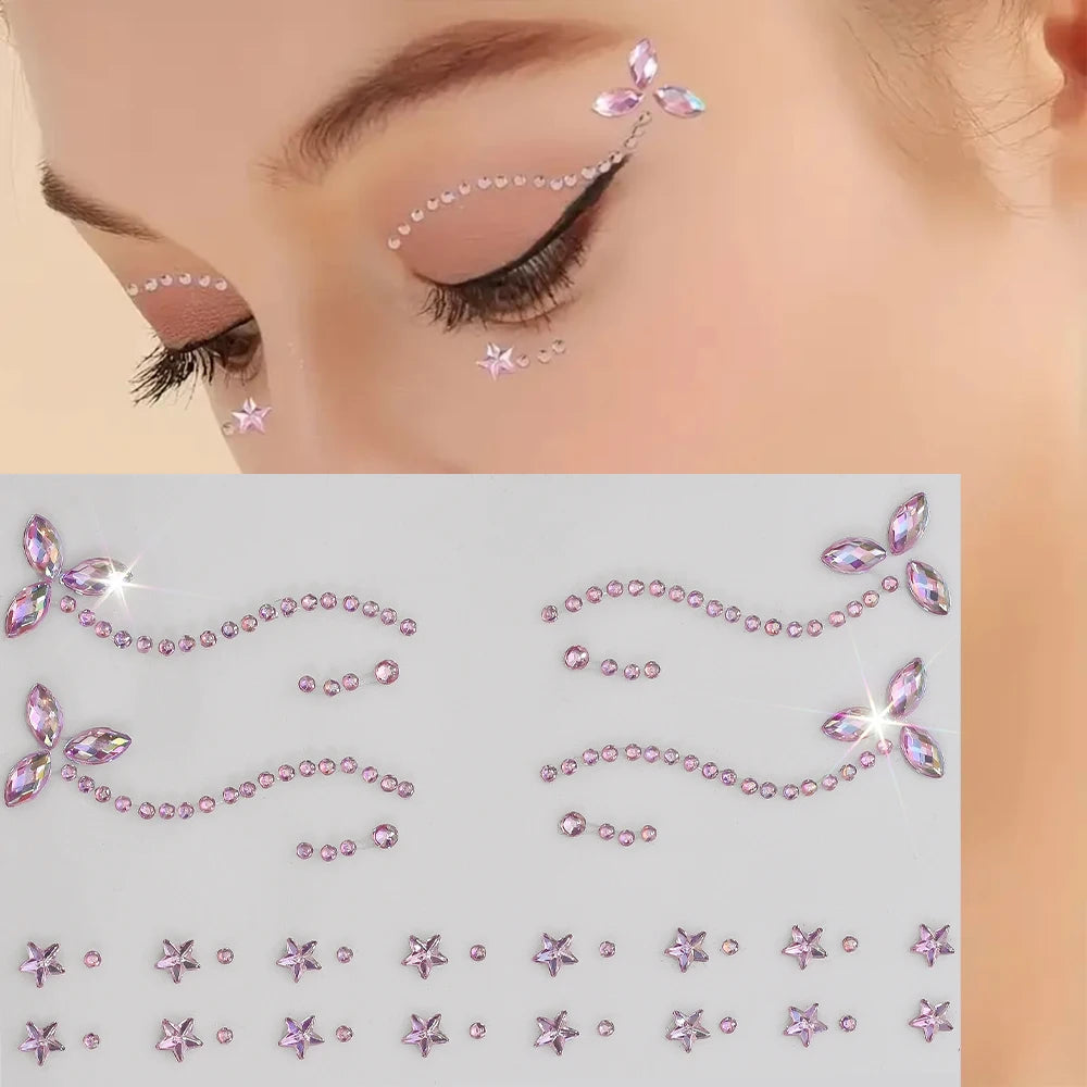 Strass Visage Aurora Cristal 3D – Bijoux Adhésifs Effet Diamant