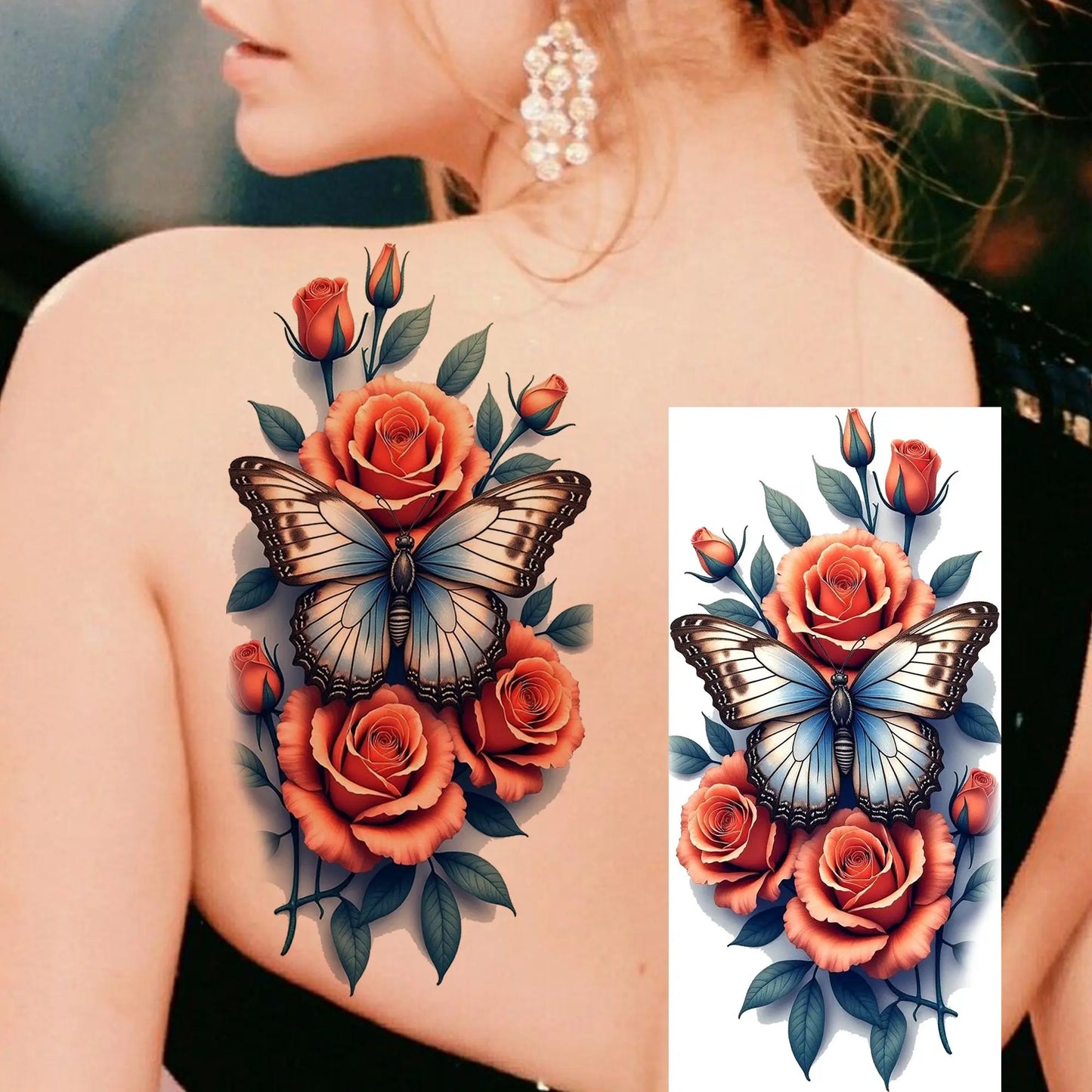 Tatouage Temporaire Papillons & Fleurs – Planche Waterproof