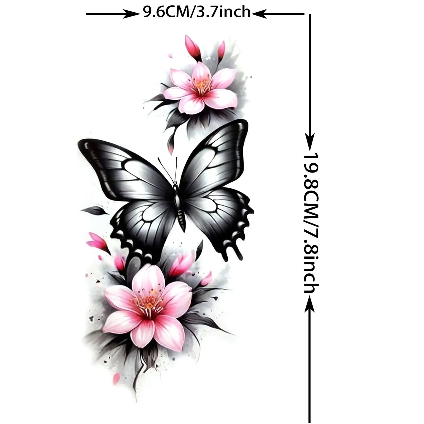 Tatouage Temporaire Papillons & Fleurs – Planche Waterproof