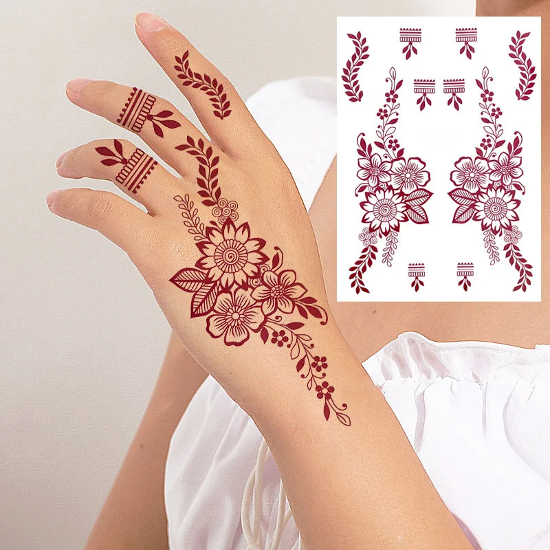 Tatouage Henné Bordeaux Mains et Corps - Motifs Floraux Mariage