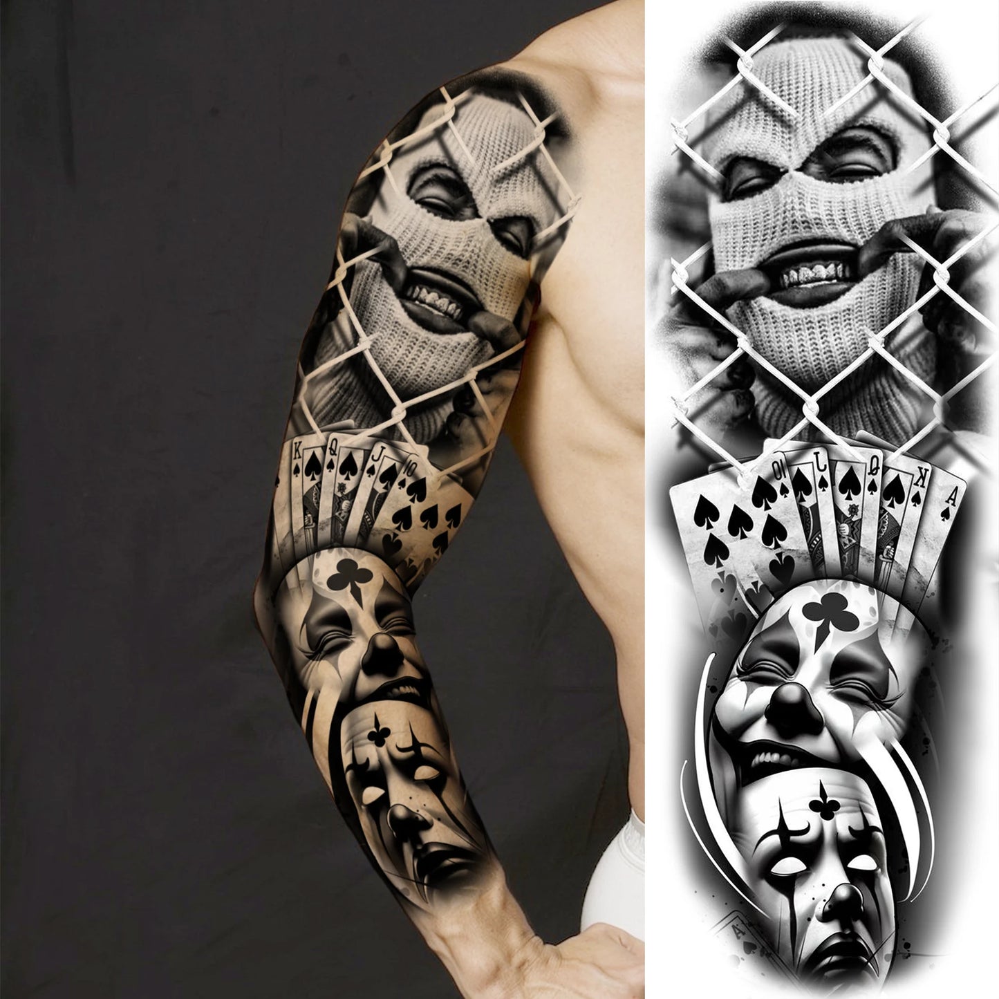 Tatouage Sleeve Bras Complet – Joker Gangster Grand Format
