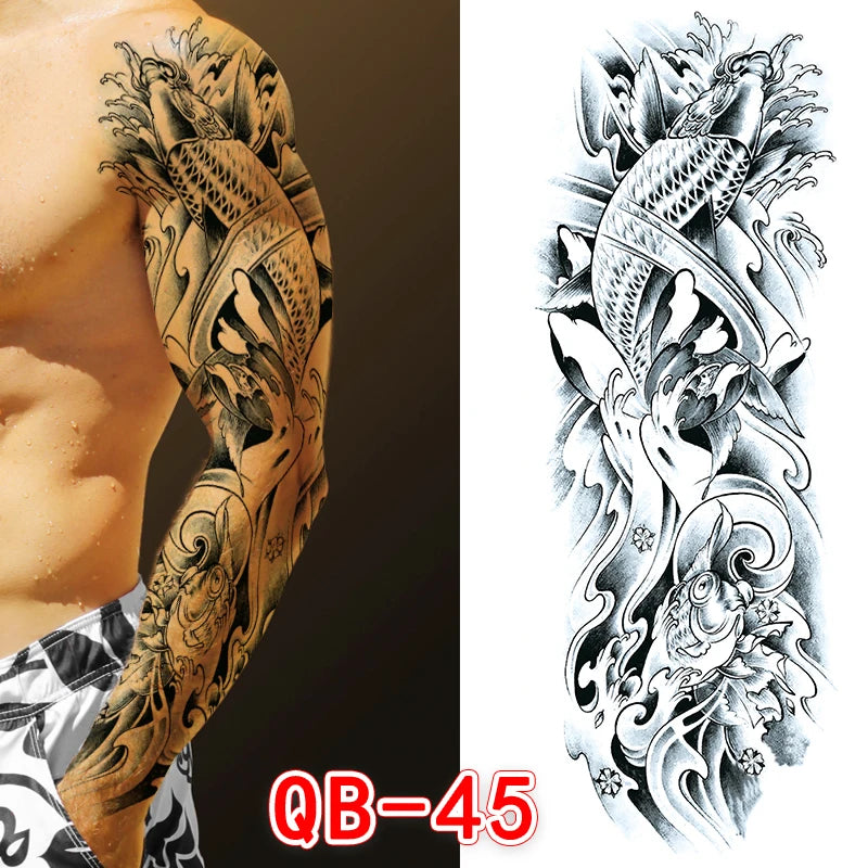Tatouage Temporaire Tribal Totem – Sleeve Bras Complet