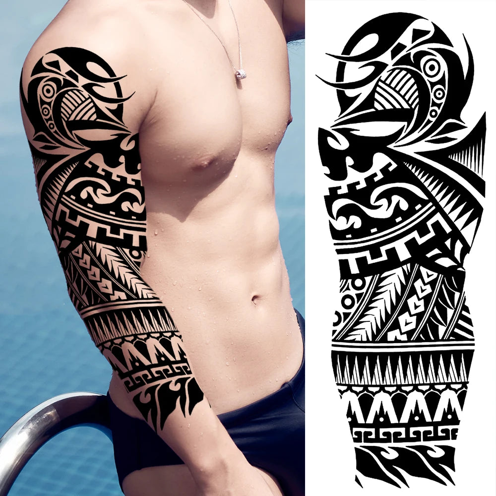 Tatouage Sleeve Bras Complet – Style Guerrier Réaliste Homme & Femme