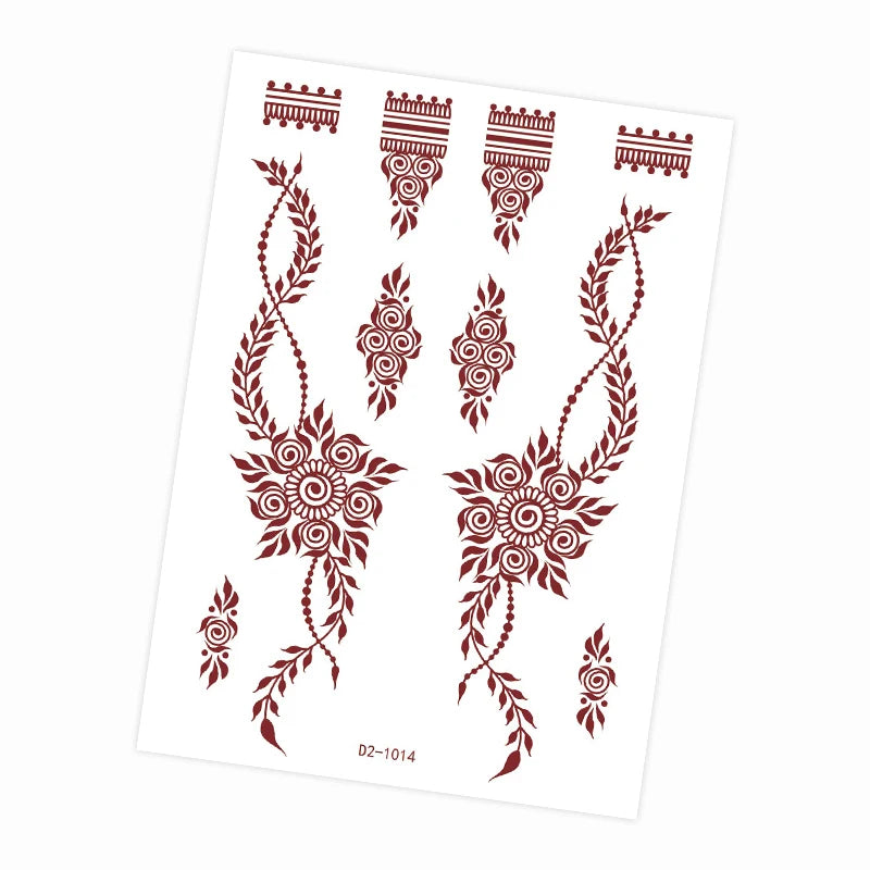 Tatouage Henné Mandala Marron - Fleurs Waterproof Mains et Corps Festival