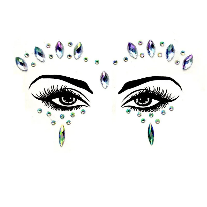 Strass Visage 3D Brillants – Bijoux de Peau pour Festival & Soirées