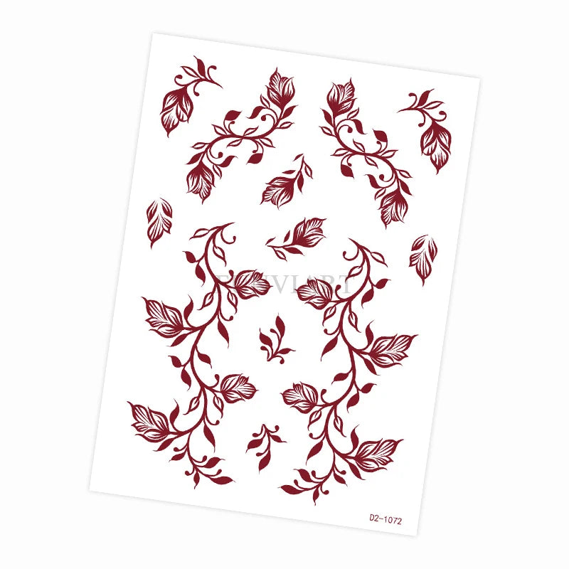 Tatouage Henné Mandala Marron - Fleurs Waterproof Mains et Corps Festival