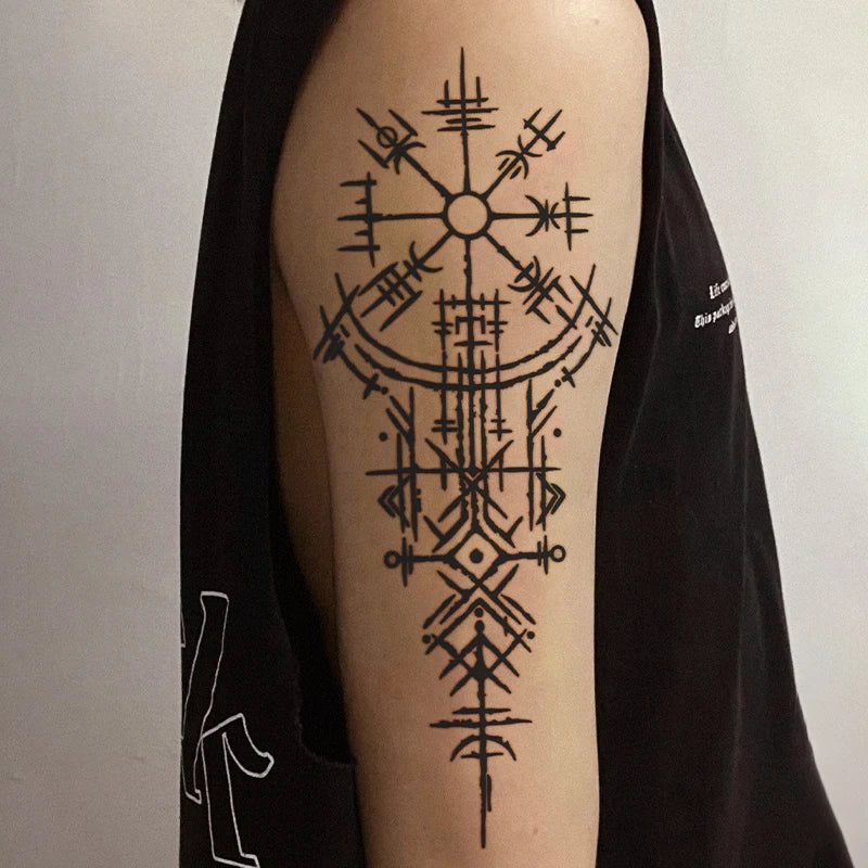 Tatouage Temporaire Runes Vikings Géométriques – Bras & Jambes