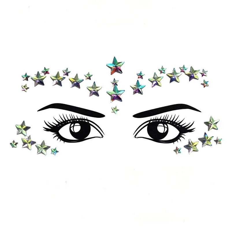 Strass Visage 3D Brillants – Bijoux de Peau pour Festival & Soirées
