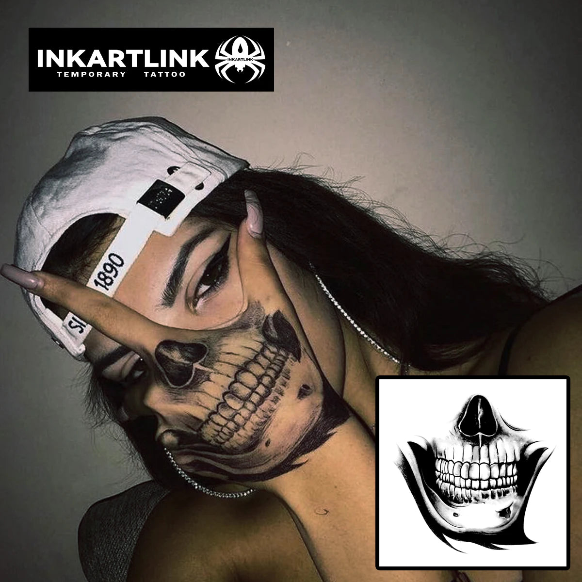 Tatouage Semi-Permanent Tête de Mort – Tenue jusqu'à 15 Jours