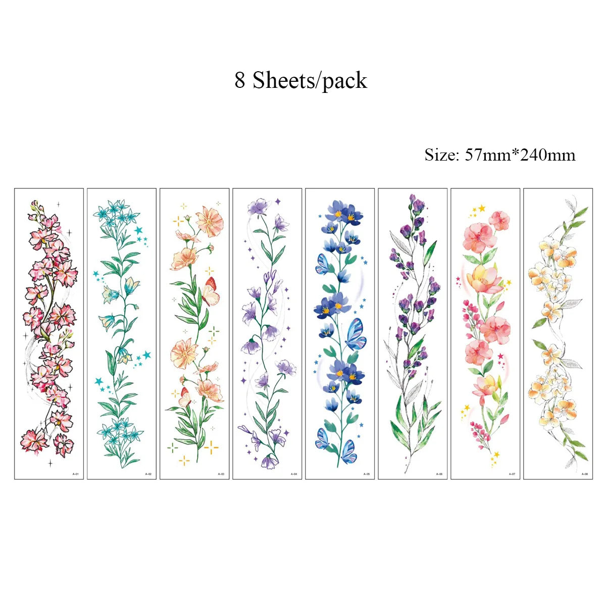 Tatouages Long Format Femme - Lotus, Papillon & Fleurs pour Dos et Corps