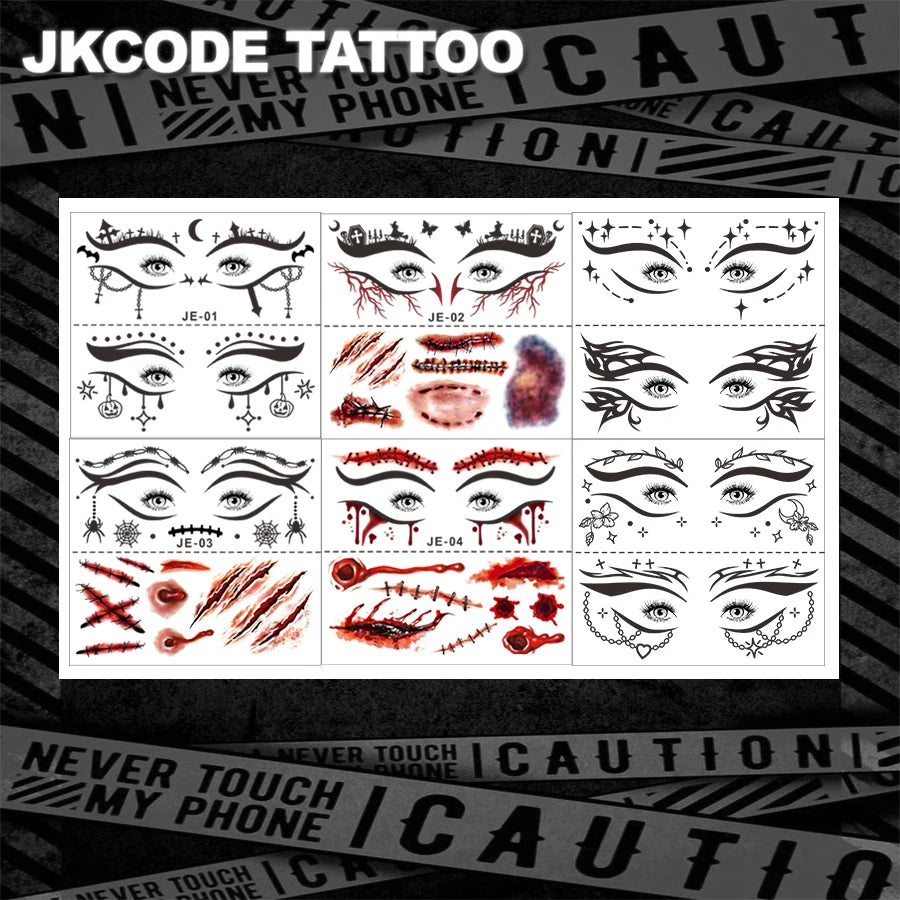 Set 12 Stickers Maquillage Halloween – Yeux & Visage Express