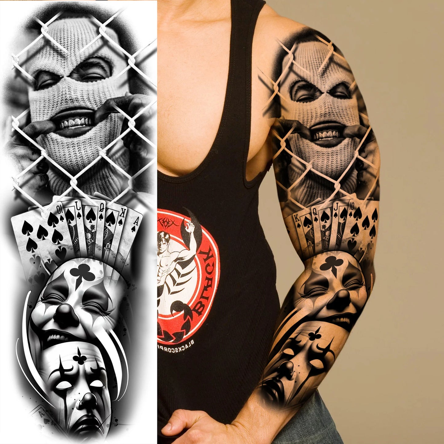 Tatouage Sleeve Bras Complet – Joker Gangster Grand Format