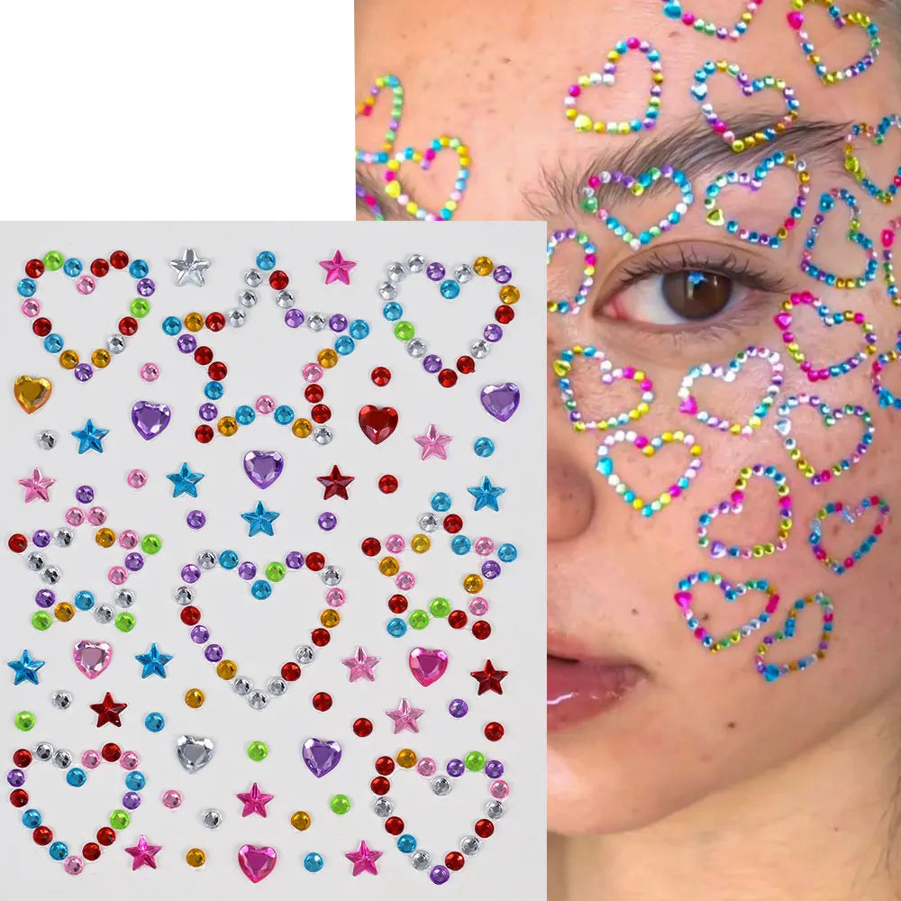 Strass Visage Aurora Cristal 3D – Bijoux Adhésifs Effet Diamant