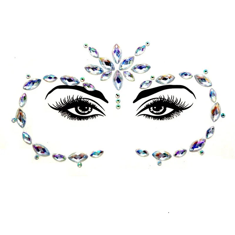 Strass Visage 3D Brillants – Bijoux de Peau pour Festival & Soirées