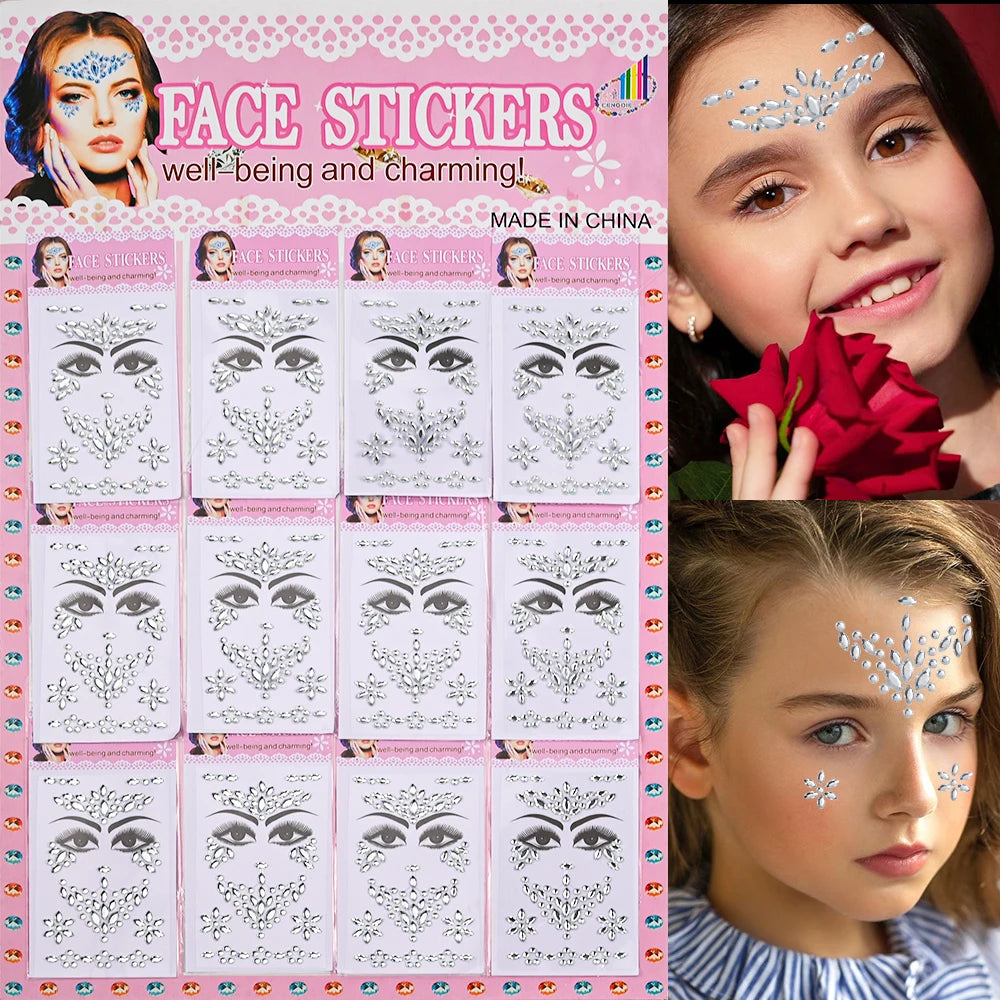 Strass Visage Multicolores Pailletés – Set 900 Pièces Adhésifs Festival & Maquillage