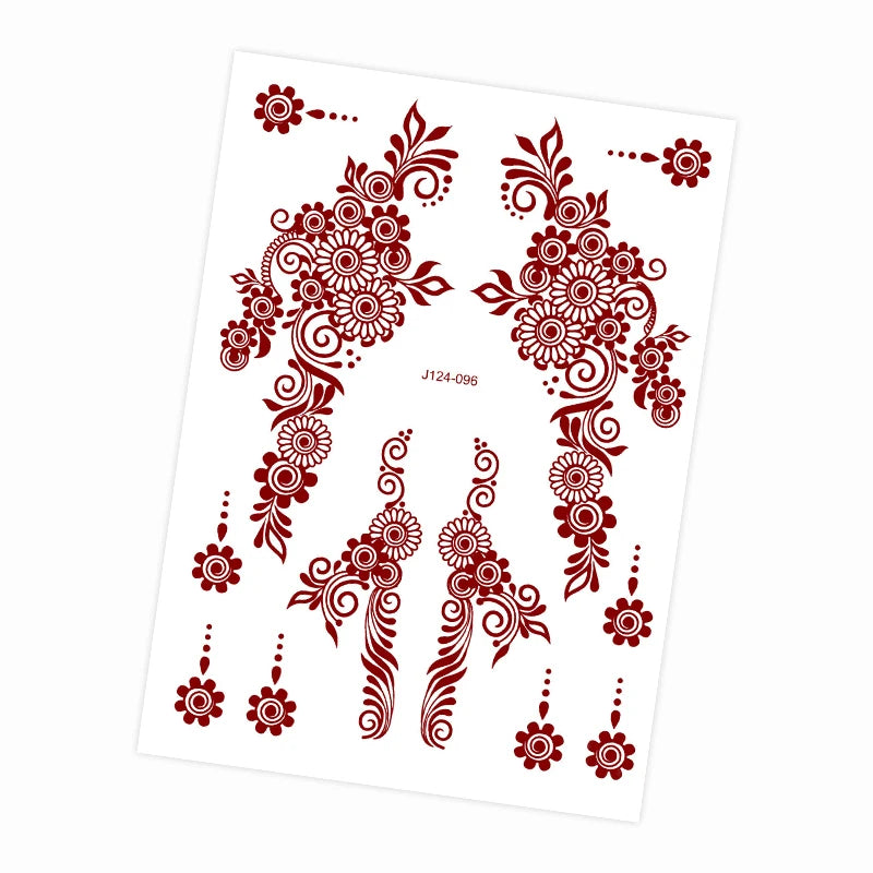 Tatouage Henné Mandala Marron - Fleurs Waterproof Mains et Corps Festival