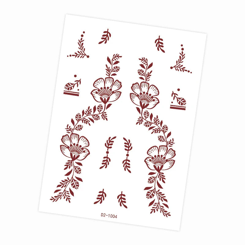 Tatouage Henné Mandala Marron - Fleurs Waterproof Mains et Corps Festival