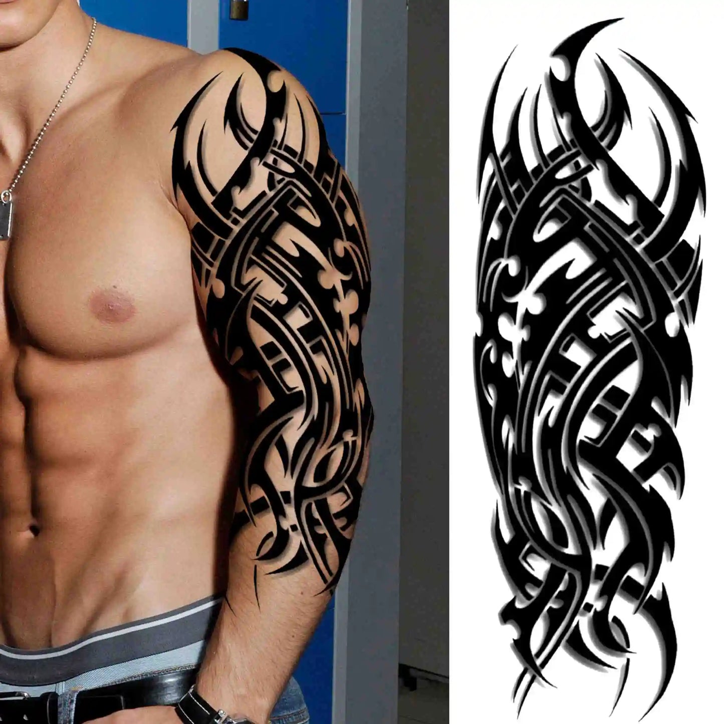 Tatouage Sleeve Bras Complet – Style Guerrier Réaliste Homme & Femme