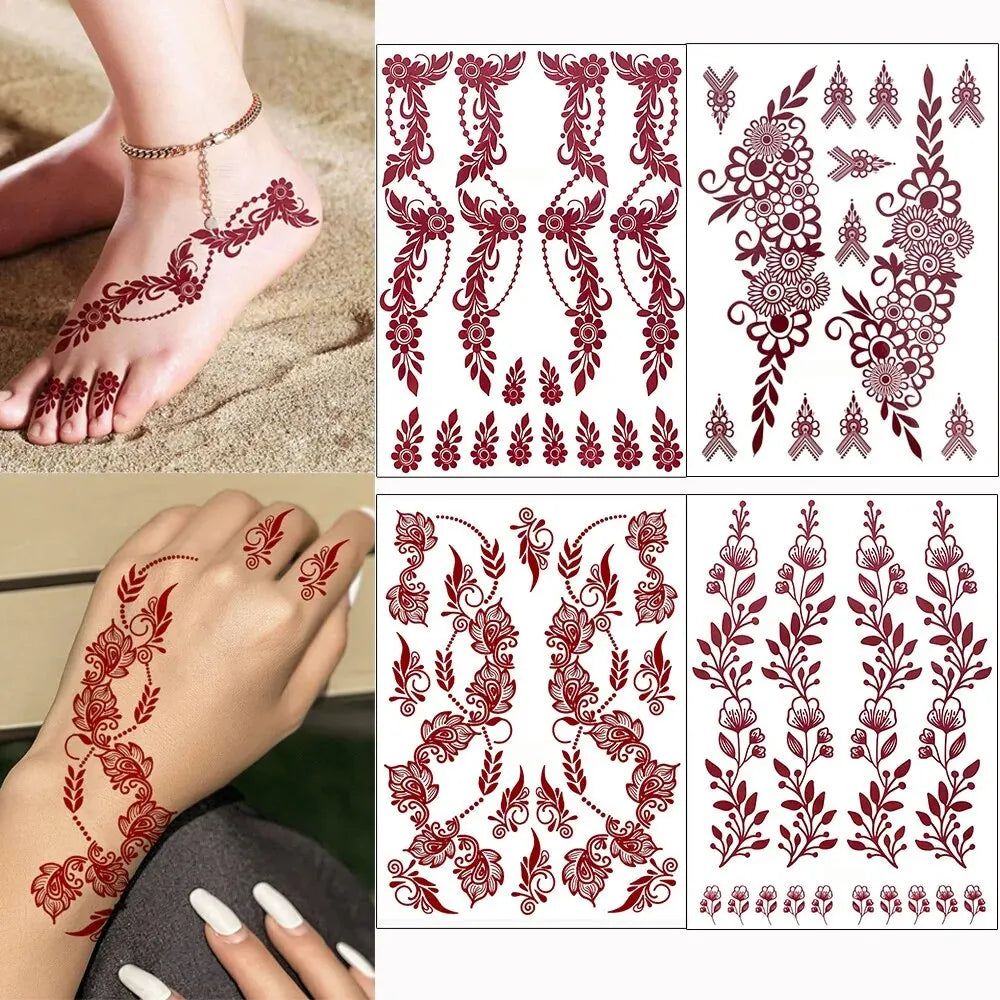 Tatouage Henné Bordeaux Pieds & Mains - Fleurs Florales Mariage Ramadan Festival
