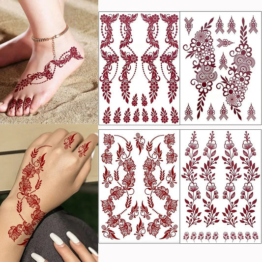 Tatouage Henné Bordeaux Pieds & Mains - Fleurs Florales Mariage Ramadan Festival