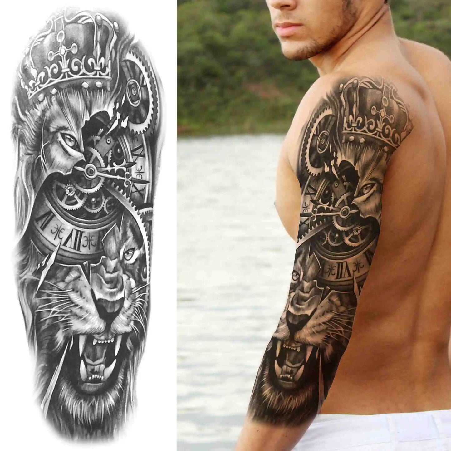 Tatouage Sleeve Bras Complet – Style Guerrier Réaliste Homme & Femme