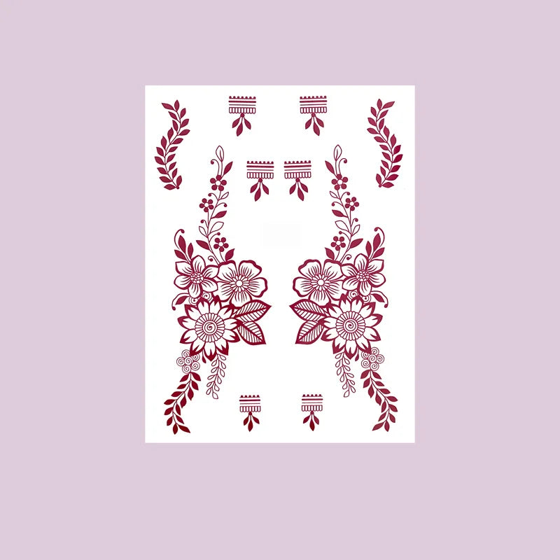 Tatouage Henné Bordeaux Mains et Corps - Motifs Floraux Mariage