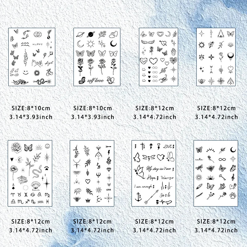 Mini Tatouages Temporaires – Petits Motifs Doigt & Poignet