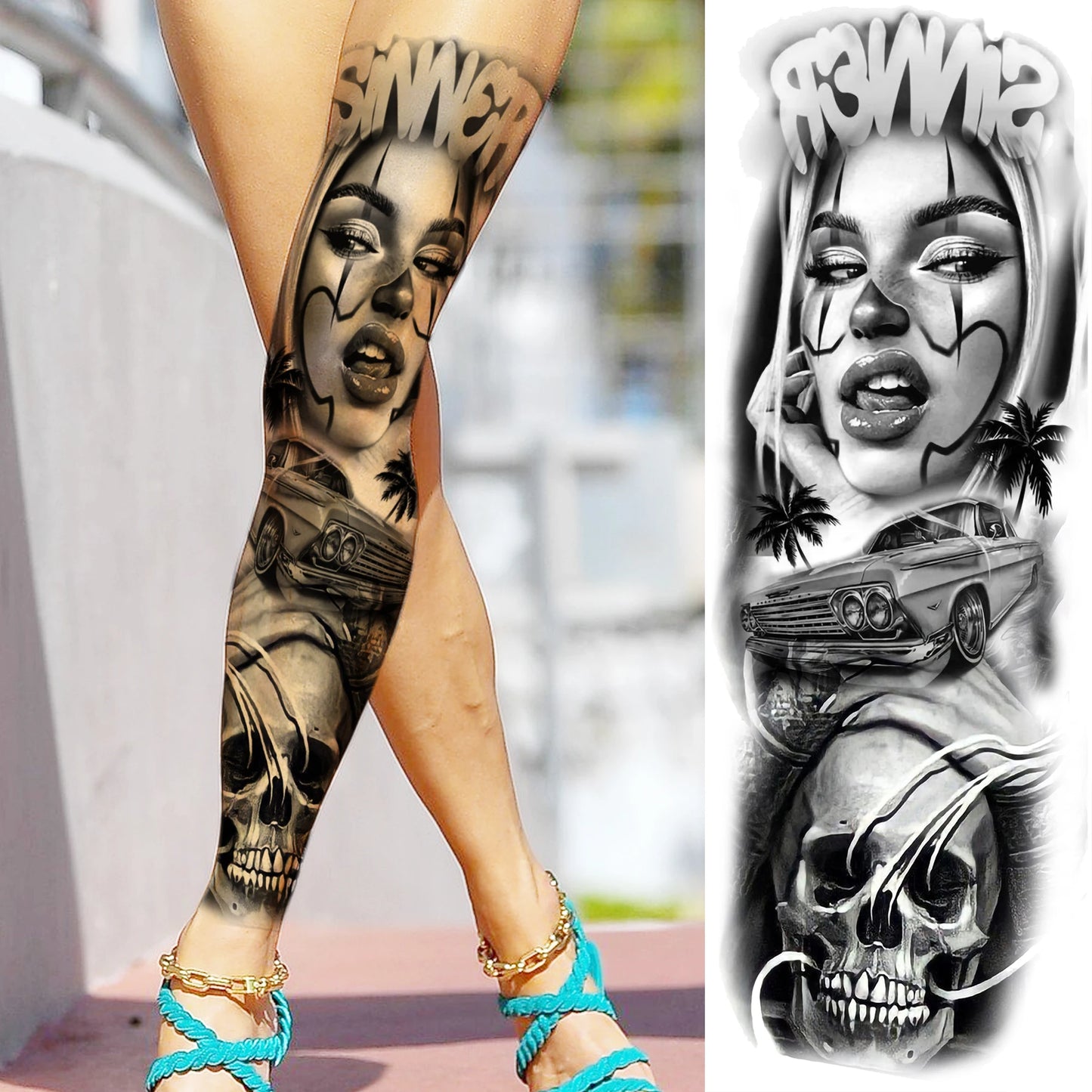 Tatouage Sleeve Bras Complet – Joker Gangster Grand Format