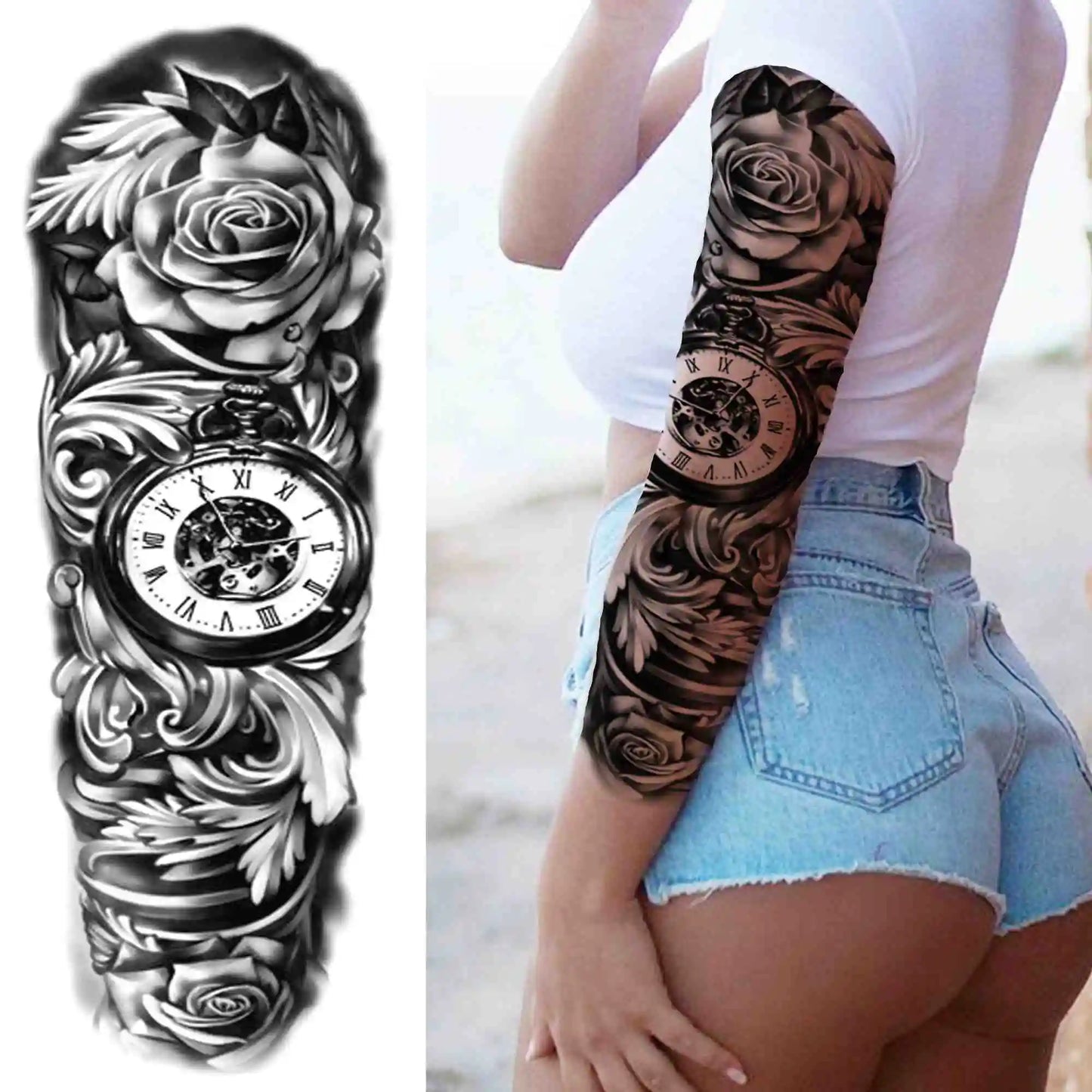 Tatouage Sleeve Bras Complet – Style Guerrier Réaliste Homme & Femme