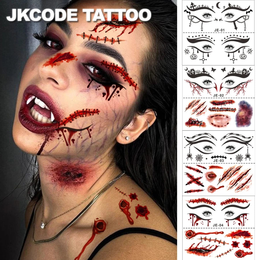 Set 12 Stickers Maquillage Halloween – Yeux & Visage Express