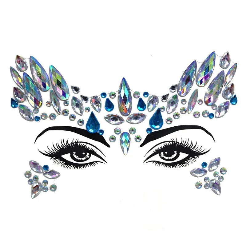 Strass Visage 3D Brillants – Bijoux de Peau pour Festival & Soirées