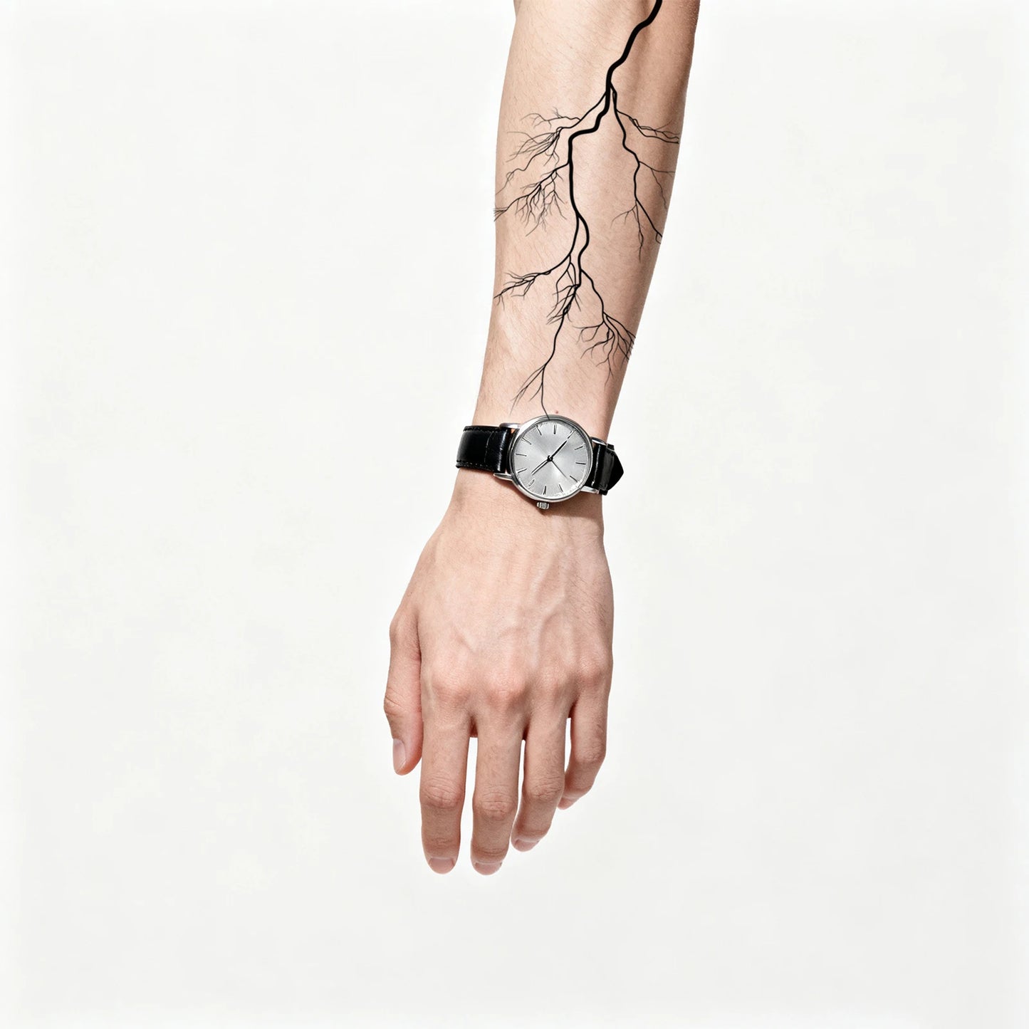 Tatouage Éclair Noir Bras - Waterproof Longue Durée