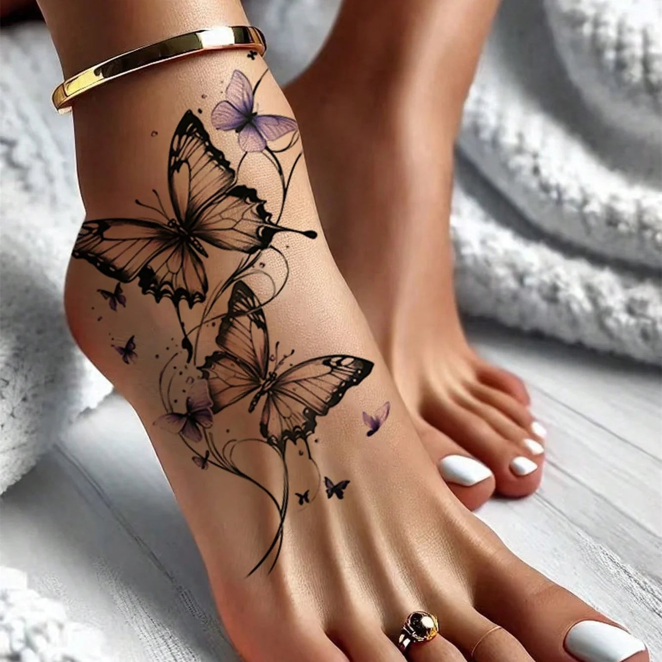 Tatouage Temporaire Papillons Colorés – Style Tendance Couple