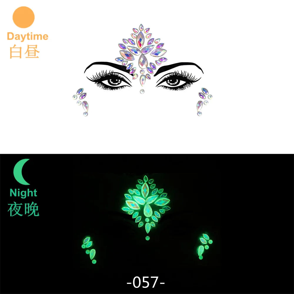Bijoux Visage Strass 3D - Stickers Festival Cristaux & Paillettes