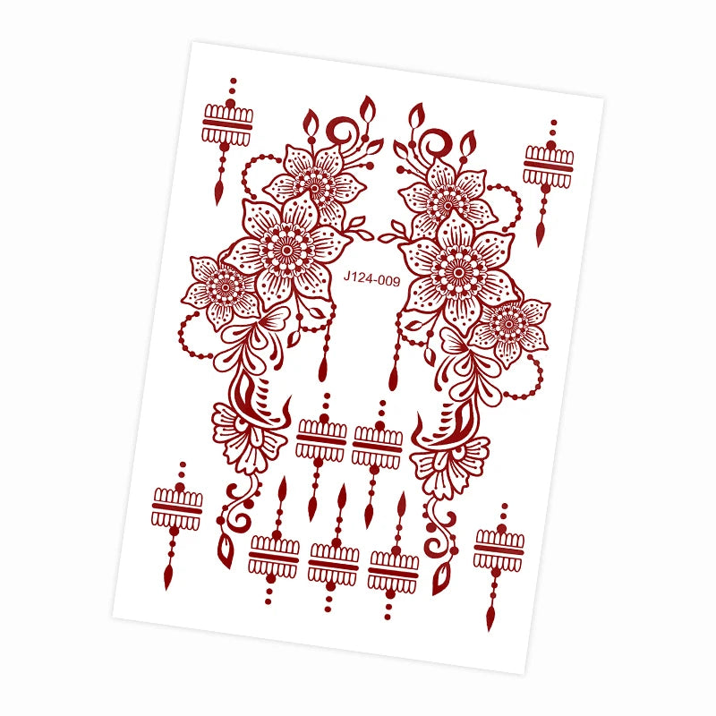 Tatouage Henné Mandala Marron - Fleurs Waterproof Mains et Corps Festival