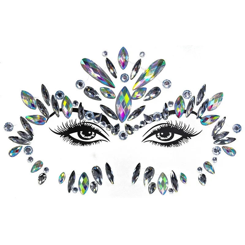 Bijoux Visage Strass 3D - Stickers Festival Cristaux & Paillettes