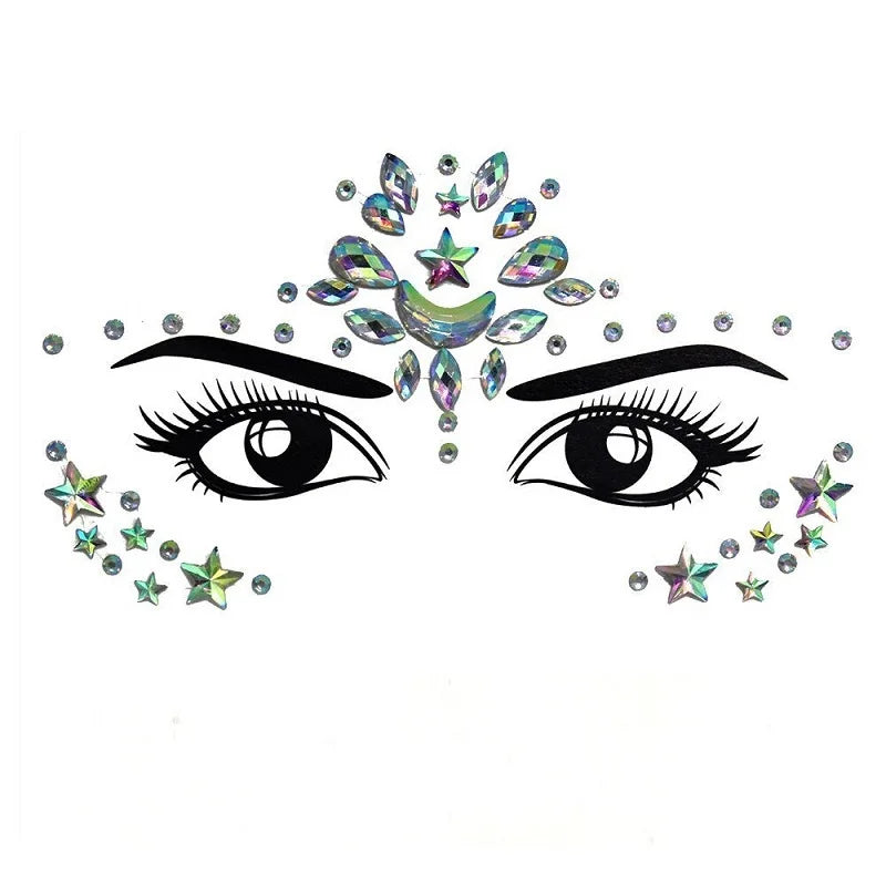 Strass Visage 3D Brillants – Bijoux de Peau pour Festival & Soirées