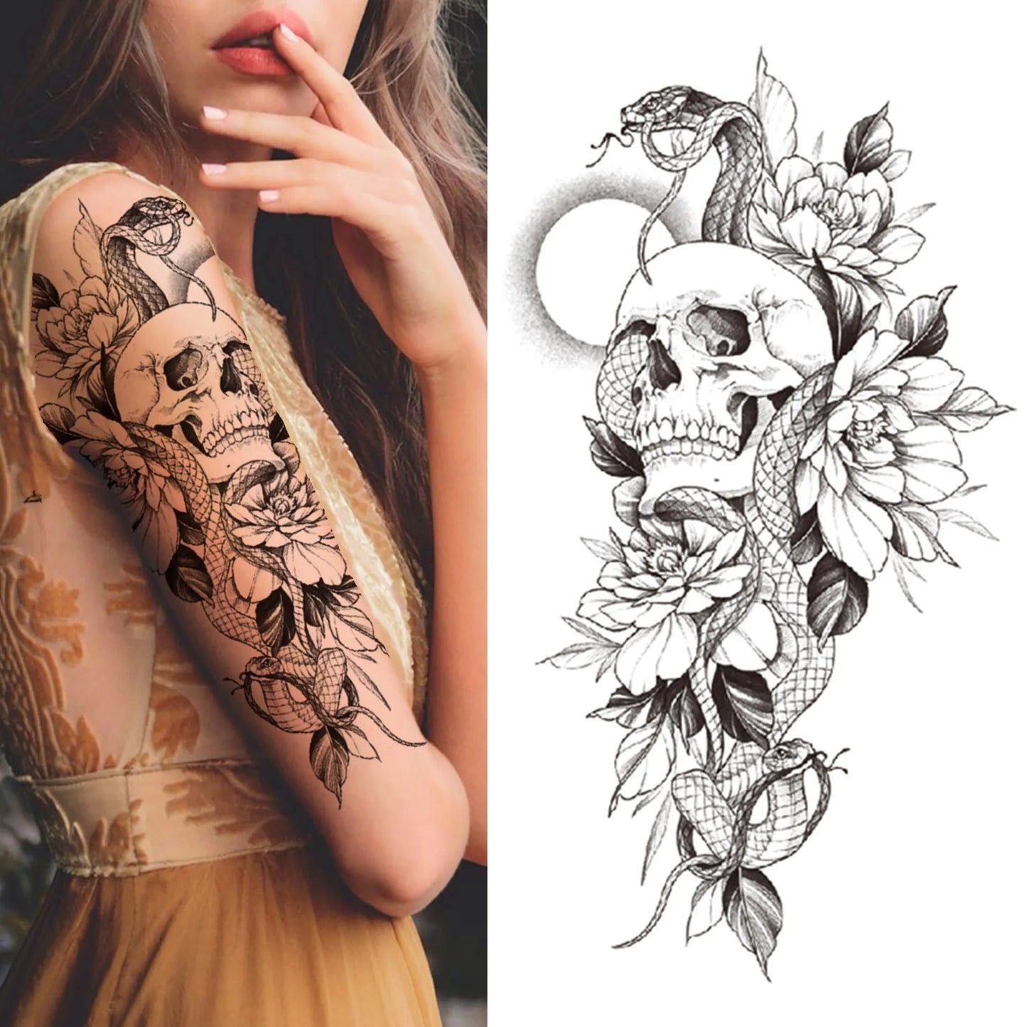 Tatouage Sleeve Bras Complet – Style Guerrier Réaliste Homme & Femme