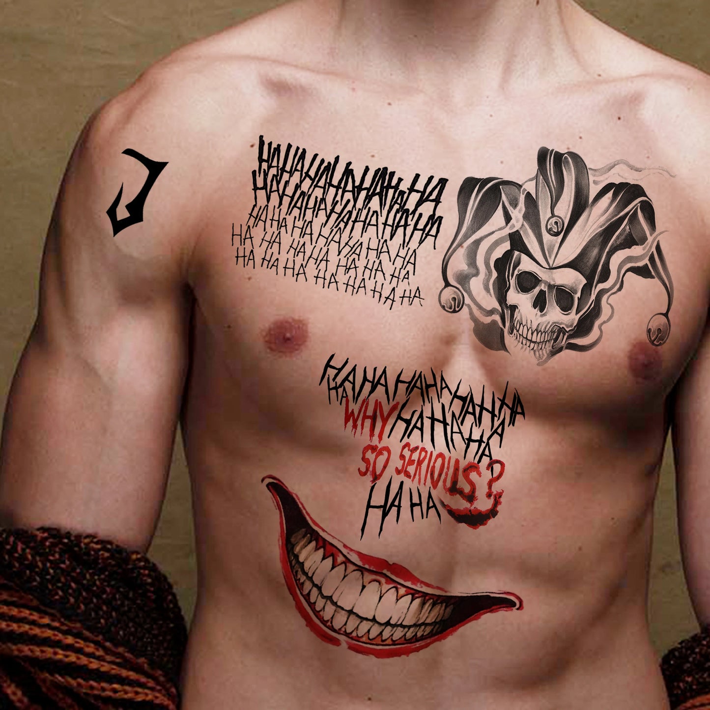 Tatouages Halloween Joker – Lot de 5 Planches Déguisement