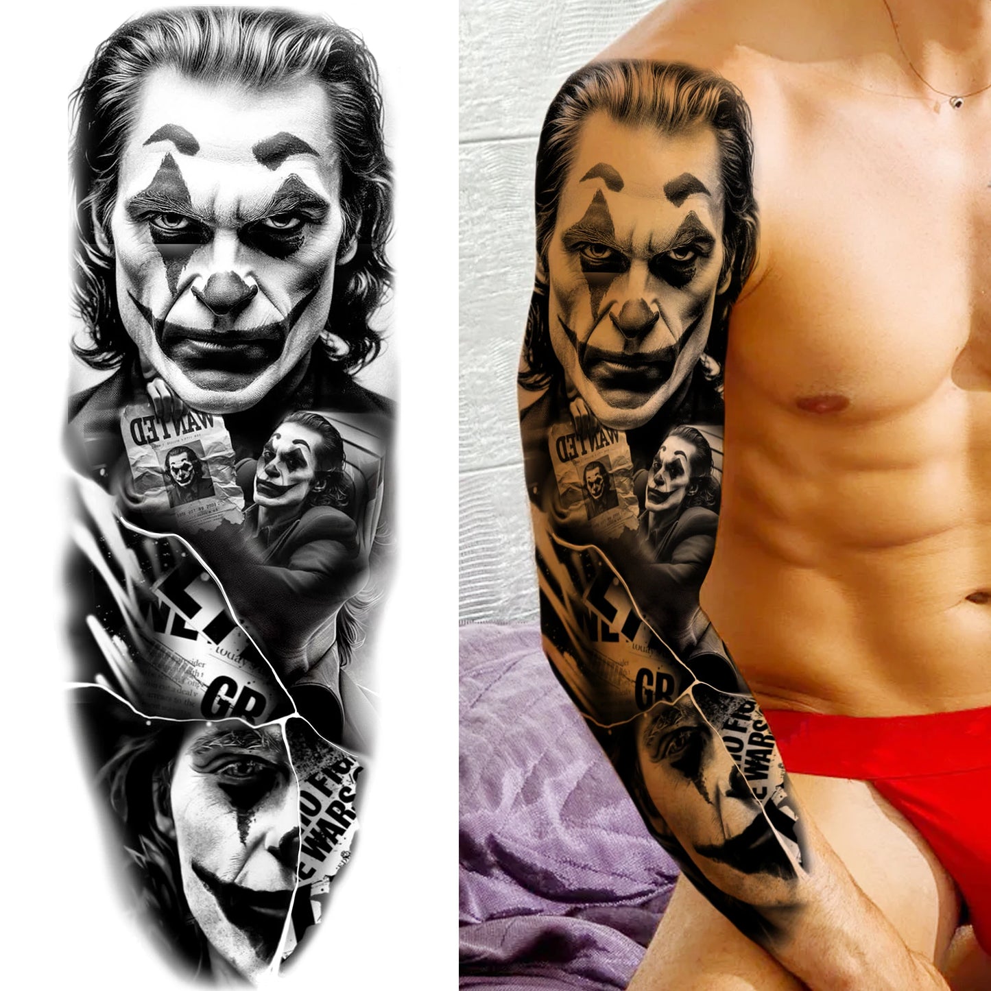 Tatouage Sleeve Bras Complet – Joker Gangster Grand Format