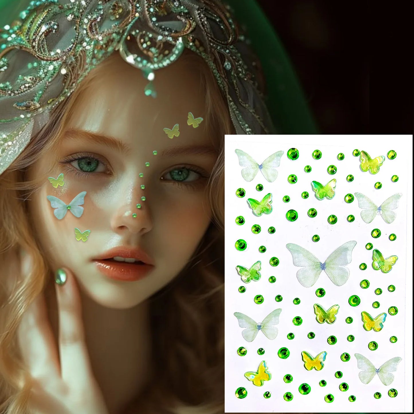Strass Visage Aurora Cristal 3D – Bijoux Adhésifs Effet Diamant