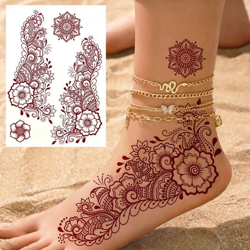 Tatouage Henné Bordeaux Mains et Corps - Motifs Floraux Mariage