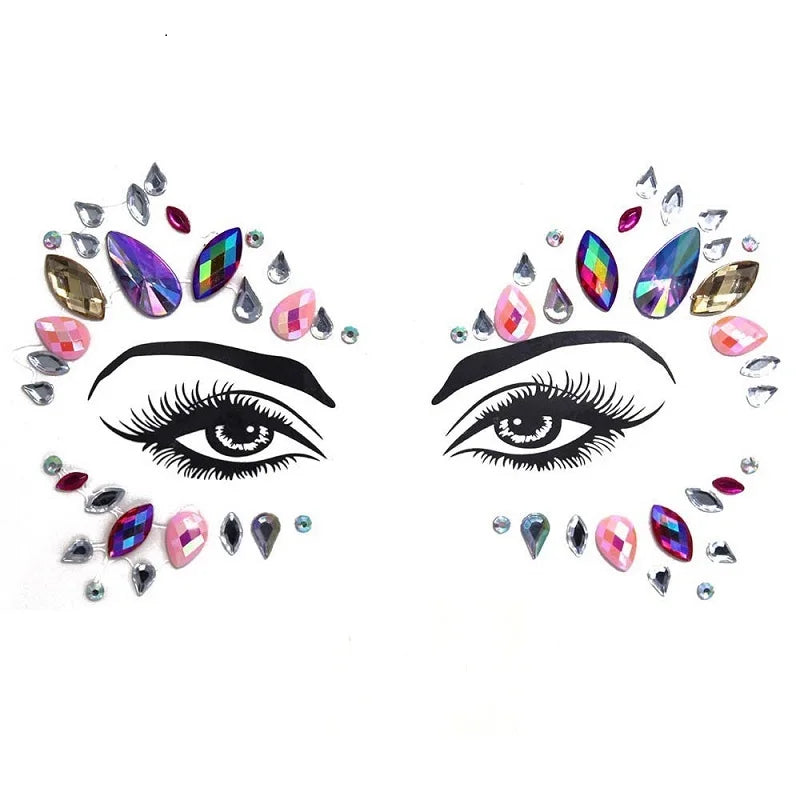 Strass Visage 3D Brillants – Bijoux de Peau pour Festival & Soirées
