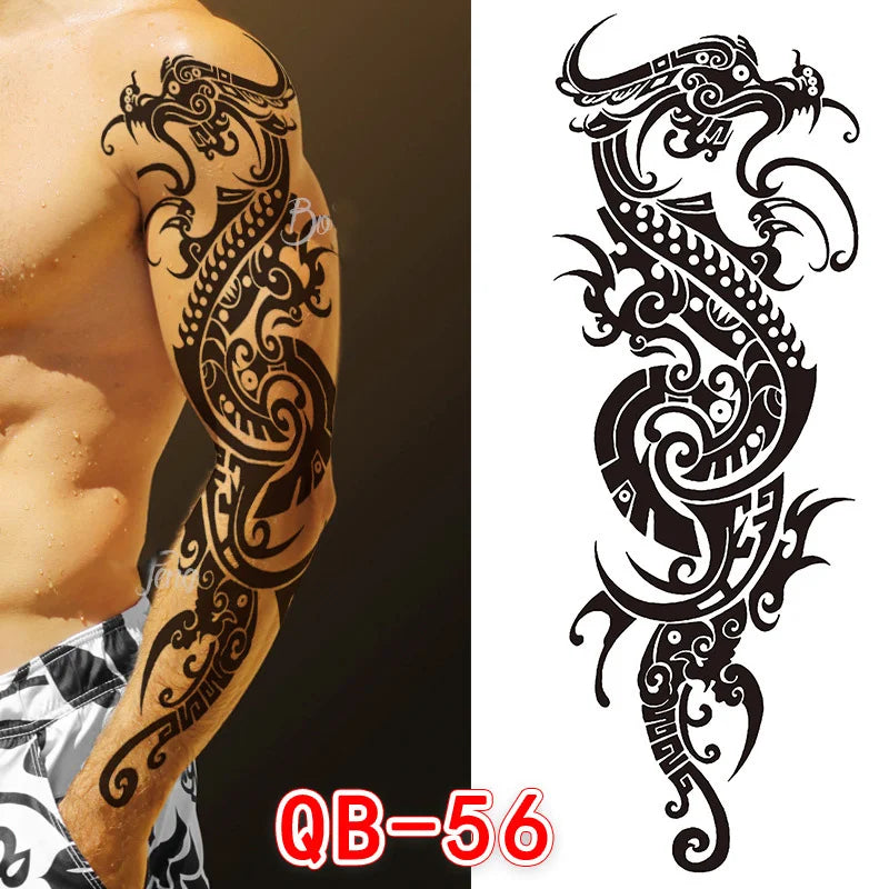 Tatouage Temporaire Tribal Totem – Sleeve Bras Complet