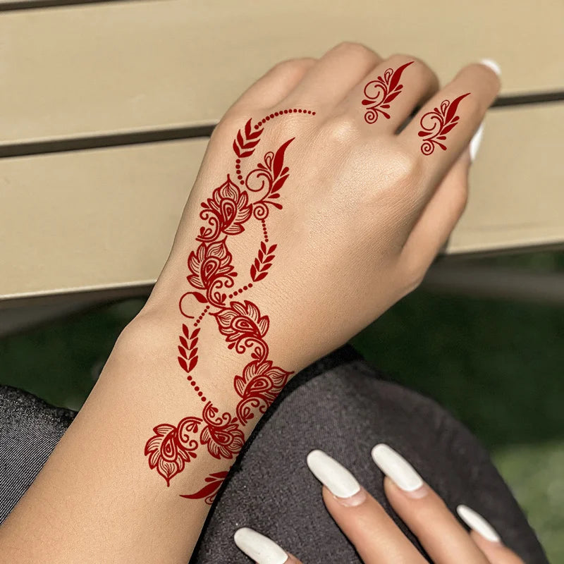Tatouage Henné Bordeaux Pieds & Mains - Fleurs Florales Mariage Ramadan Festival