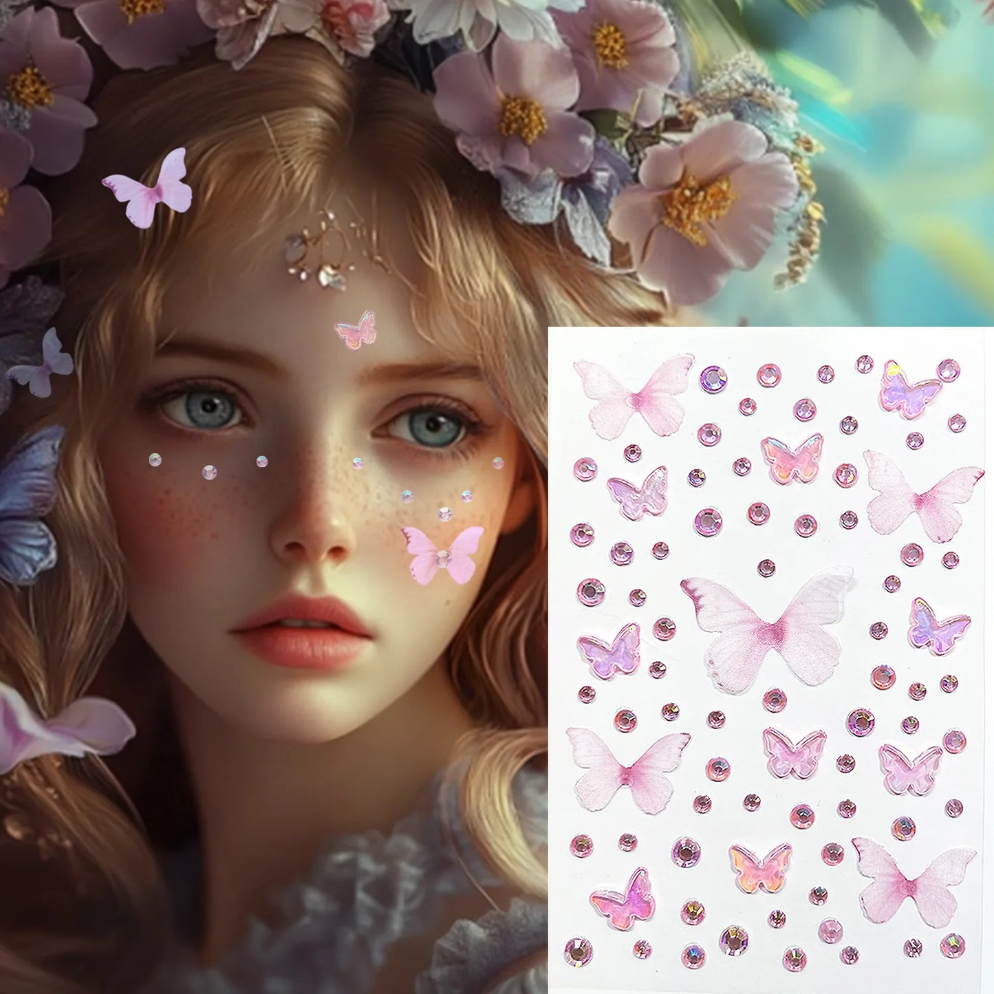 Strass Visage Aurora Cristal 3D – Bijoux Adhésifs Effet Diamant