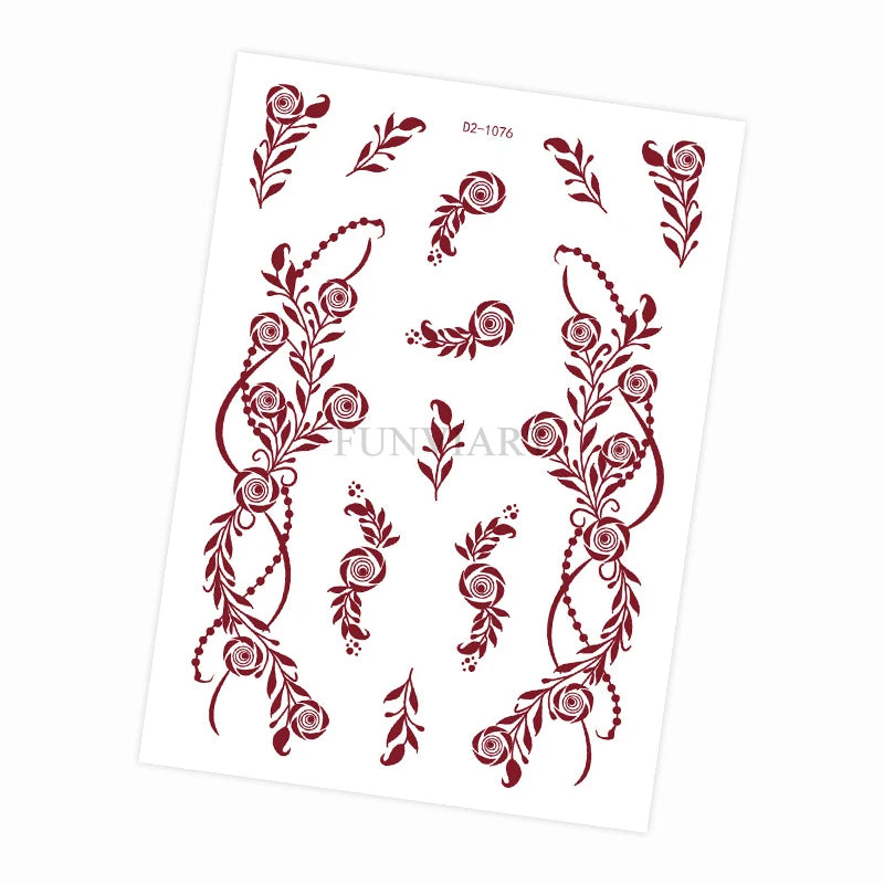 Tatouage Henné Mandala Marron - Fleurs Waterproof Mains et Corps Festival