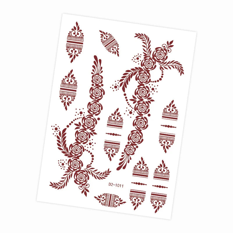 Tatouage Henné Mandala Marron - Fleurs Waterproof Mains et Corps Festival