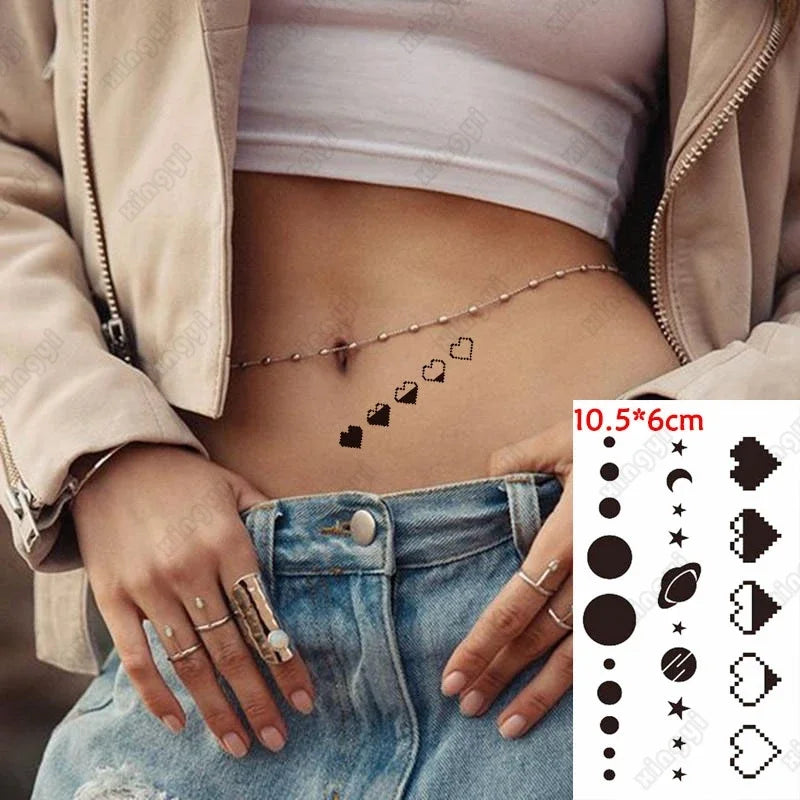 Tatouage Temporaire Cœur Noir – Dessin à la Main Waterproof
